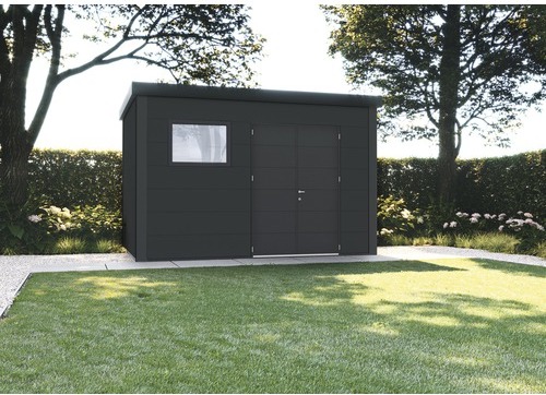 Gartenhaus Classico 3930 inkl. Regenrinne, Fenster 408 x 318 cm granitgrau