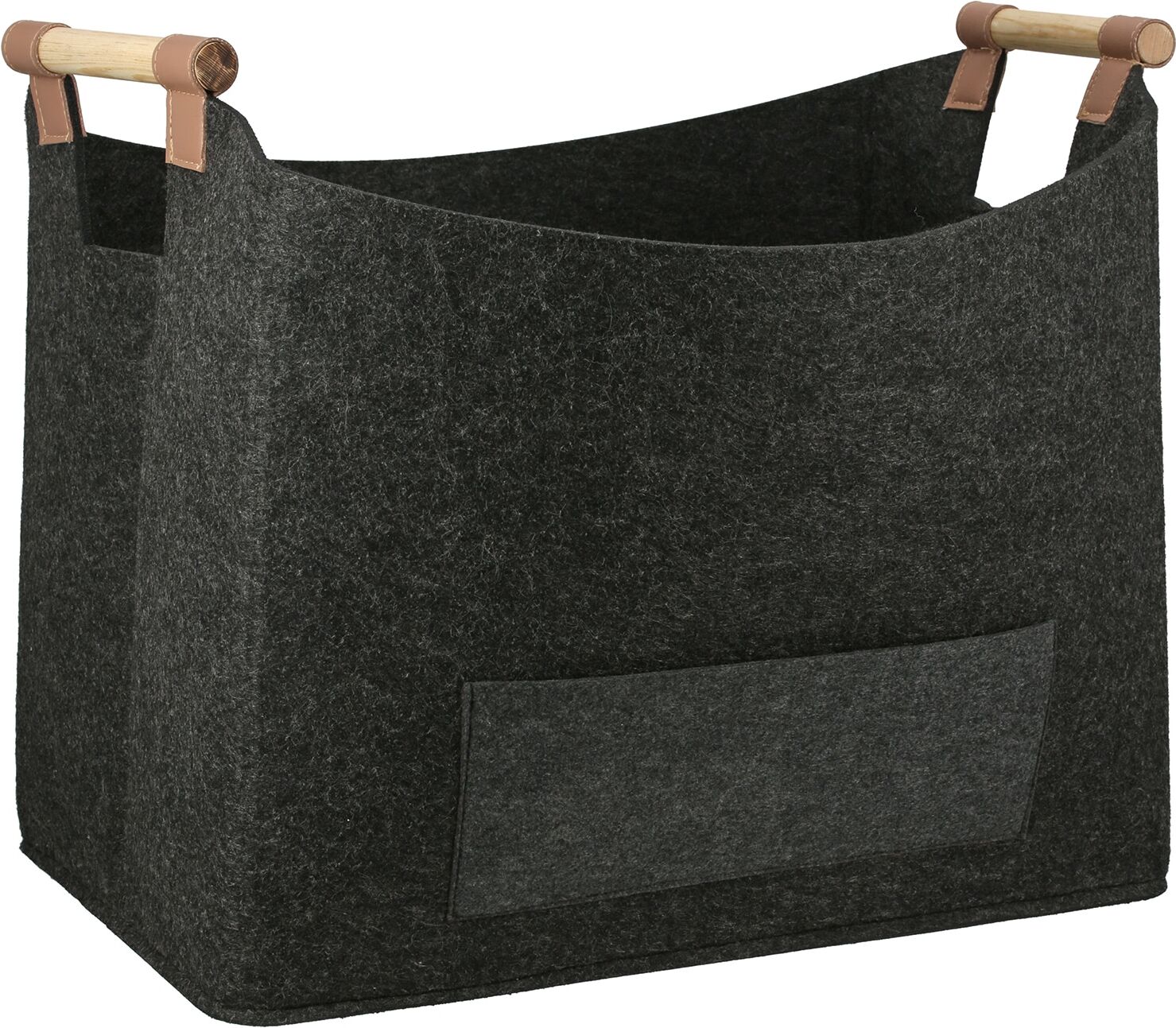 Kaminholzkorb CASABLANCA BY GILDE "Korb Brennholz", grau (dunkelgrau), B:45cm H:40cm T:32cm, Filz, Aufbewahrungsboxen, Kaminholzkorb