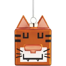 Weihnachtsanhänger Tiger Quadratigra Alessi orange/schwarz mehrfarbig, Designer Massimo Giacon, Marcello Jori, 5x7x5 cm