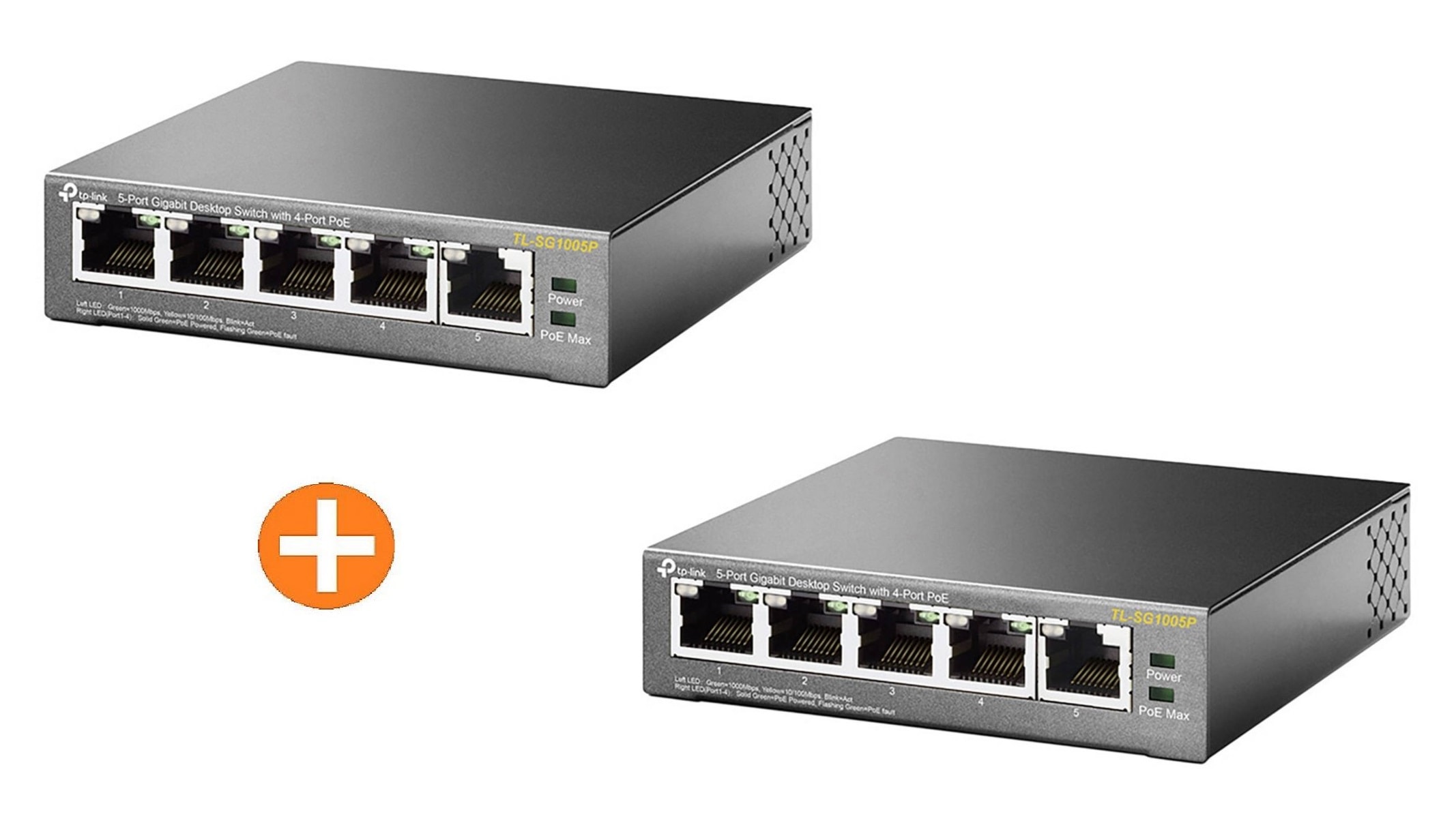 2x TP-LINK TL-SG1005P 5x Port Switch, Unmanaged, PoE 2X TL-SG1005P