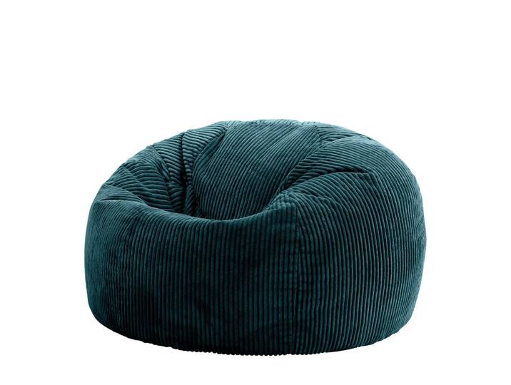 icon Sitzsack Klassisch Kingston, Cord, Dunkelgrün, 200 L, Rund, 85x50x85 cm, Wohnzimmer, Sessel, Sitzsäcke, XXL Sitzsäcke
