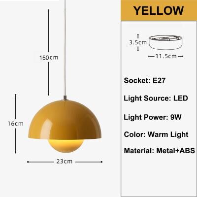 Evergreen Home Goods Modern Bud Pendant Light, A Classic Chandelier For Bedroom, Study, And Restaurant Indoor Lighting, Multi Color Optional yellow