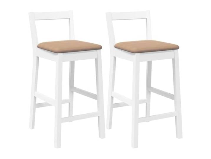 Barhocker aus massivem Gummibaumholz mit Kissen, 2 Stück, Weiß Langlebiges Gummibaumholz, bequeme Rückenlehne, vielseitig einsetzbar, ergonomisches Design, gepolsterte Sitzfläche