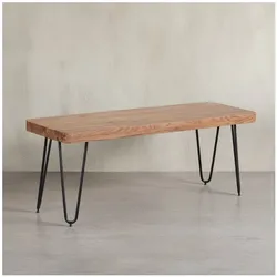 KADIMA DESIGN Sitzbank BALU Massivholz: Landhausstil, verschiedene Größen, Metallbeine, einfache Pflege