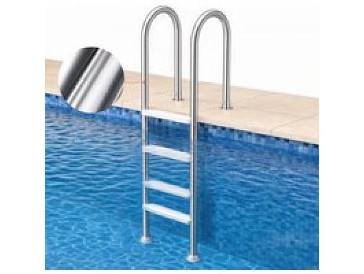 VEVOR Schwimmbadleiter, 4-stufige Treppe mit Doppelhandlauf, Pool Einstieg aus Edelstahl, 120 kg Tragfähigkeit, für 137 cm Einbaupools mit montiertem Deckbrett im Innen- und Außenbereich