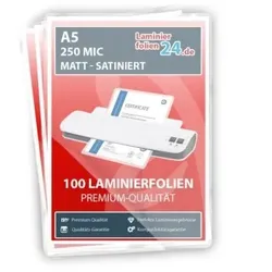 Laminierfolien A5, 2 x 250 Mic, matt