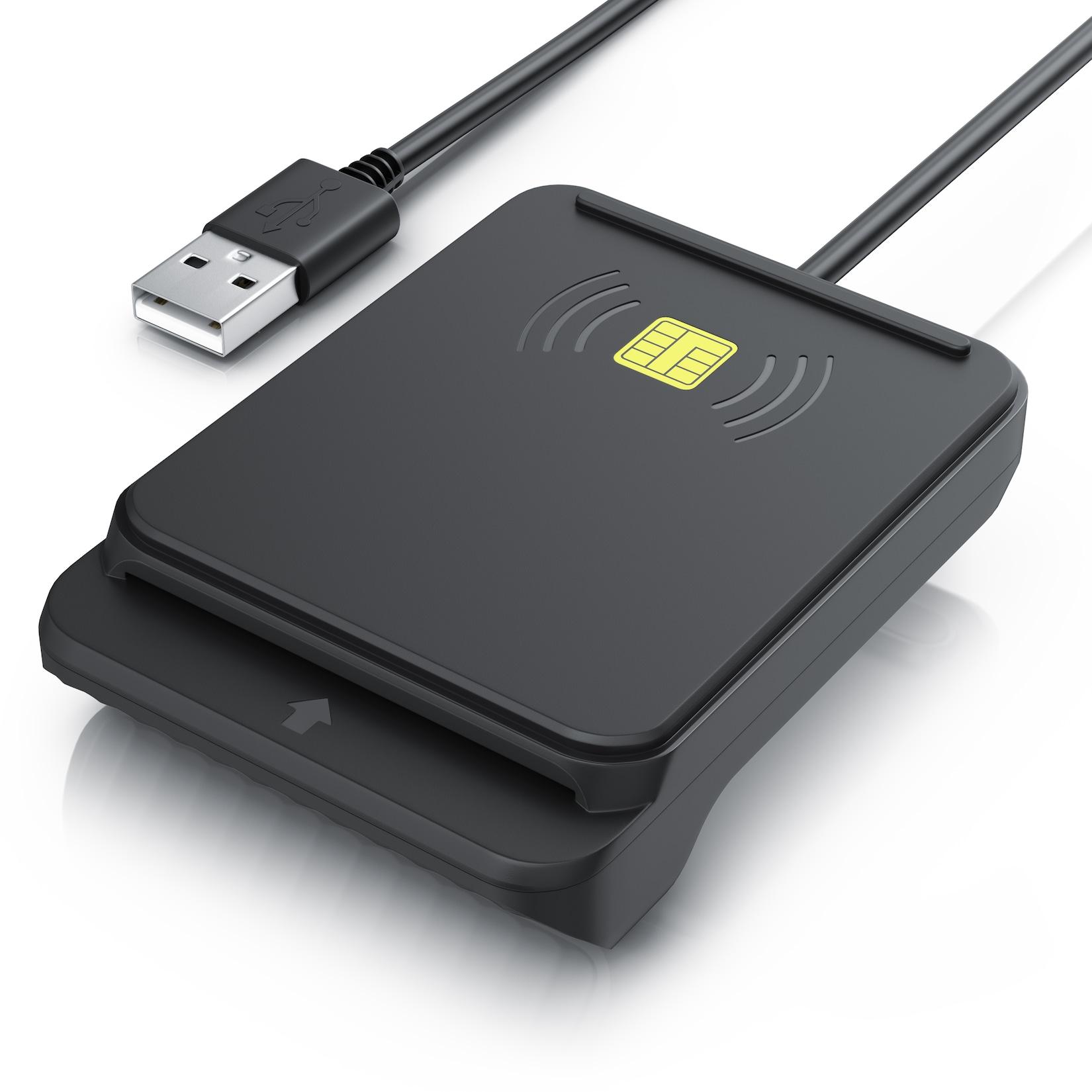 CSL USB Chipkartenleser mit NFC SmartCard Reader SIM Kartenlesegerät kompatibel mit Windows 10 und 11 für neuen Personalausweis und Gesundheitskarte