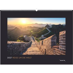Kunth Bildkalender 761535, Reise um die Welt, Jahr 2027, Motiv: Landschaft & Städte, Spiralkalender 60 x 45cm