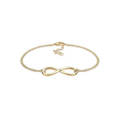 Armkette ELLI DIAMONDS "Armband Diamanten Infinity Diamant Weiß Brillantschliff (0.03 ct) 925 Sterling Silber" Gr. 180, gold, Armbänder, Damen, 180, Silber 925 (Sterlingsilber), Armkette