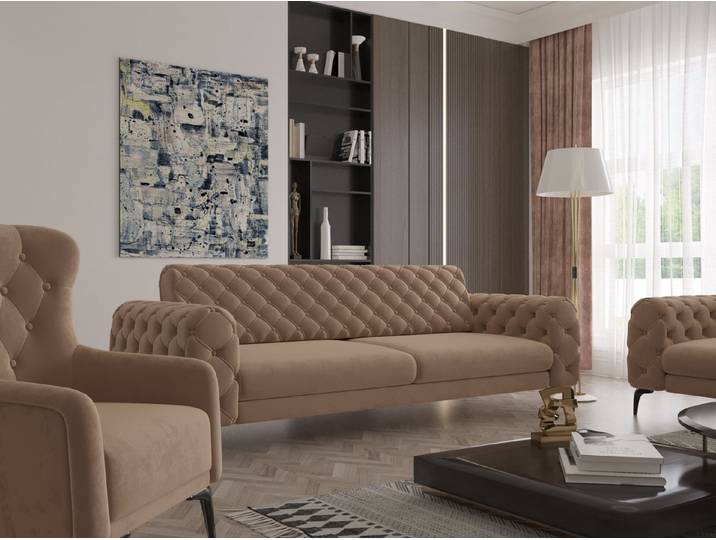 Möbeldreams Chesterfield-Sofa Set Arizona Chesterfield Schlaffunktion 3-2-1 .3-3-1 .3-1 .2-1, 2 Teile, Schlaffunktion