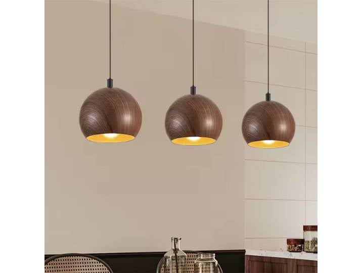 Lampe suspendue de chevet style nordique Wabi-sabi, couleur noyer, luminaire suspendu à grain de bois, pour salle à manger, restaurant, bar, couloir, décoration intérieure
