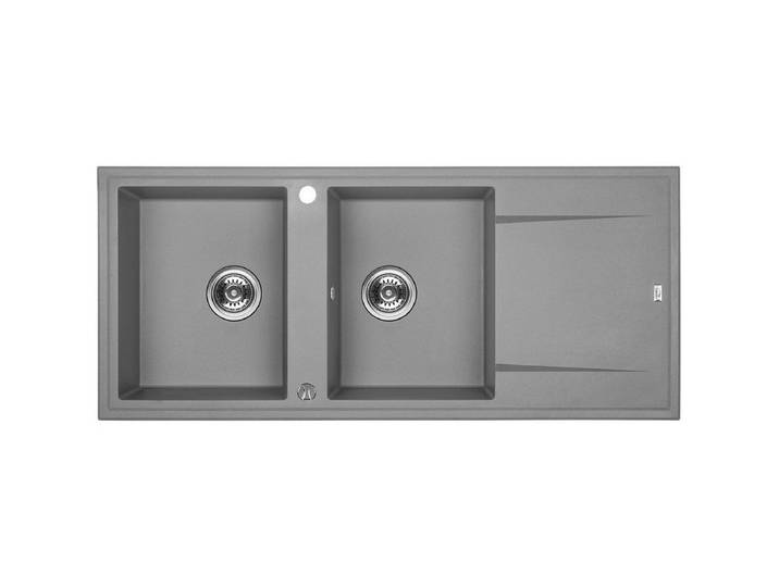 KOLMAN Küchenspüle Doppelbecken Megalo Granitspüle, Rechteckig, 50/116 cm, Space Saving Siphon GRATIS