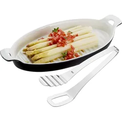 GEFU Servierplatte 40cm mit Zange PRESENTO - B/H/T ca. 20.00x5.00x40.00