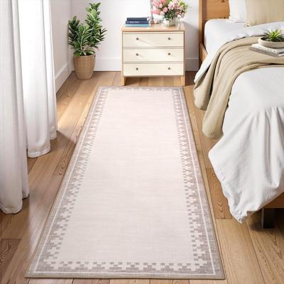 Garvee Modern Check Border Washable Area Rug