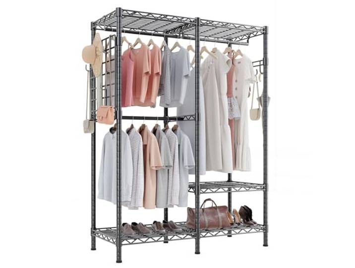 HOKEEPER Kleiderständer 498kg Schwerlast Kleiderschrank, zum Aufhängen von Kleidung, 4 Rollen, 2 feststellbar, einfache Montage, langlebig