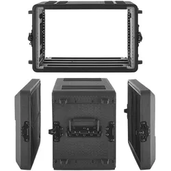 VEVOR 6U Rack Koffer 26 cm Tiefe, Rackcase 22 cm Innentiefe, Rackmount-Flightcase mit Mikrofonfach, Polyethylen-Konstruktion, Versenkten Verschlüssen, für Verstärker, Prozessoren, Controller