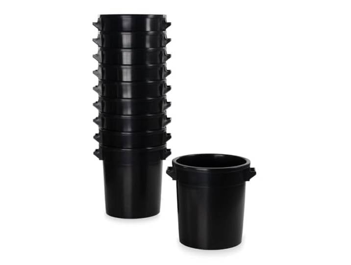 35 Liter Kunststofftonne mit Griffen + Deckel, stapelbar, Stabiler Eimer, Plastiktonne, Rundbehälter, Universaltonne, Allzweckeimer, Vorratstonne, Futtertonne, Mülltonne, 10x Schwarz