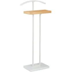 Relaxdays Stummer Diener, mit Ablage aus Holz, freistehend, faltenfreie Anzüge, MDF & Metall, HBT 102 x 46 x 24 cm, weiß