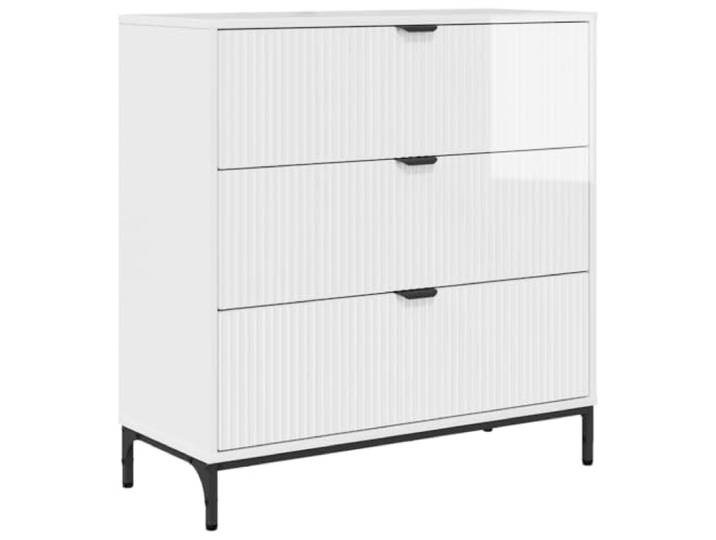 HGFDVCMR Sideboard Hochglanz Weiß 79,5x33x82 cm Kommode mit 3 Schubladen Vielseitiger Anrichte-Schrank mit Metallbeinen für Flur, Schlafzimmer und Esszimmer mit Kippschutz für sicheres Wohnen