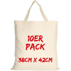 Texxilla Baumwolltasche Mehrpack Classic mit zwei kurzen Henkeln, Natur, natur