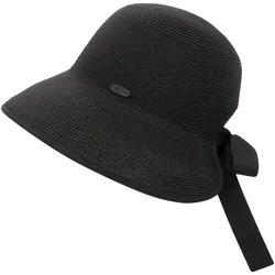 Sonnenhut CHILLOUTS "Red Oak Hat", Damen, Gr. XS, schwarz, Obermaterial: 100% Papierstroh, Hüte, Femininer Sonnenhut mit Schleife am Hinterkopf