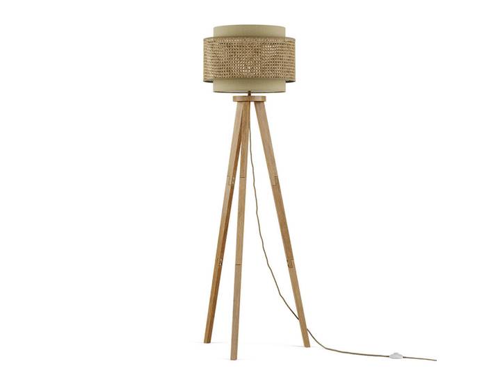 Vicco Stehlampe Morten Creme 45 x 142 cm, Holz, Rund, E27, 45x142x45 cm, Lampen & Leuchten, Innenbeleuchtung, Stehlampen
