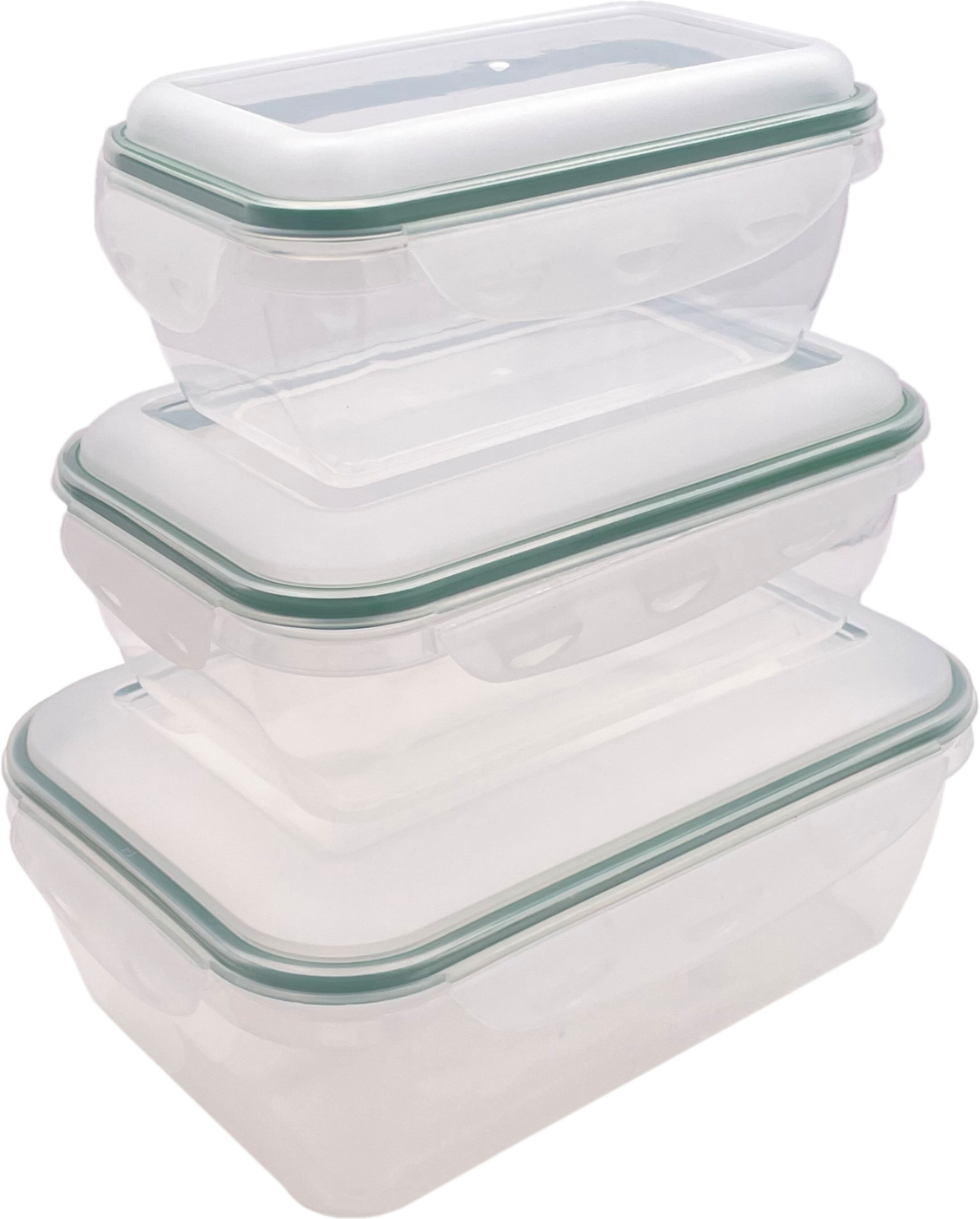 Frischhaltedose BONETTI, grün (grün, transparent), Kunststoff, Silikon, Lebensmittelaufbewahrungsbehälter, Frischhaltedose, rechteckig