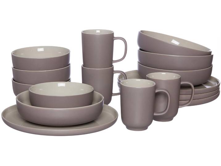 Kombiservice RITZENHOFF & BREKER Geschirr-Set, Service Jasper , grau (taupe), 16 Stk., Steinzeug, Geschirr-Sets, Kombiservice, im Scandic Style, 16 Teile, für 4 Personen