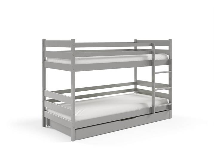 Etagenbett SIMBA 80x190 mit Stauraum, Kinderbett mit Rausfallschutz & Lattenrost, Grau