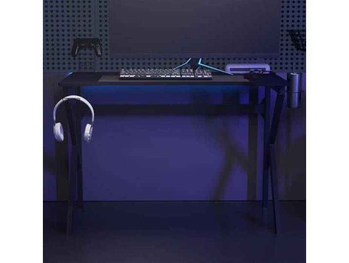 Bureau jeu pieds K noir 110x60x75 cm bureau gaming design original spacieux robuste