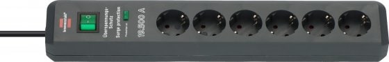 Brennenstuhl Secure-Tec Steckdosenleiste 6-fach mit Überspannungss. 2m schwarz 1159540366