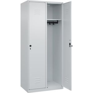 CP-Möbel Spind Classic PLUS, lichtgrau, 2 Abteile, mit Drehriegelschloss, 80 x 185 cm