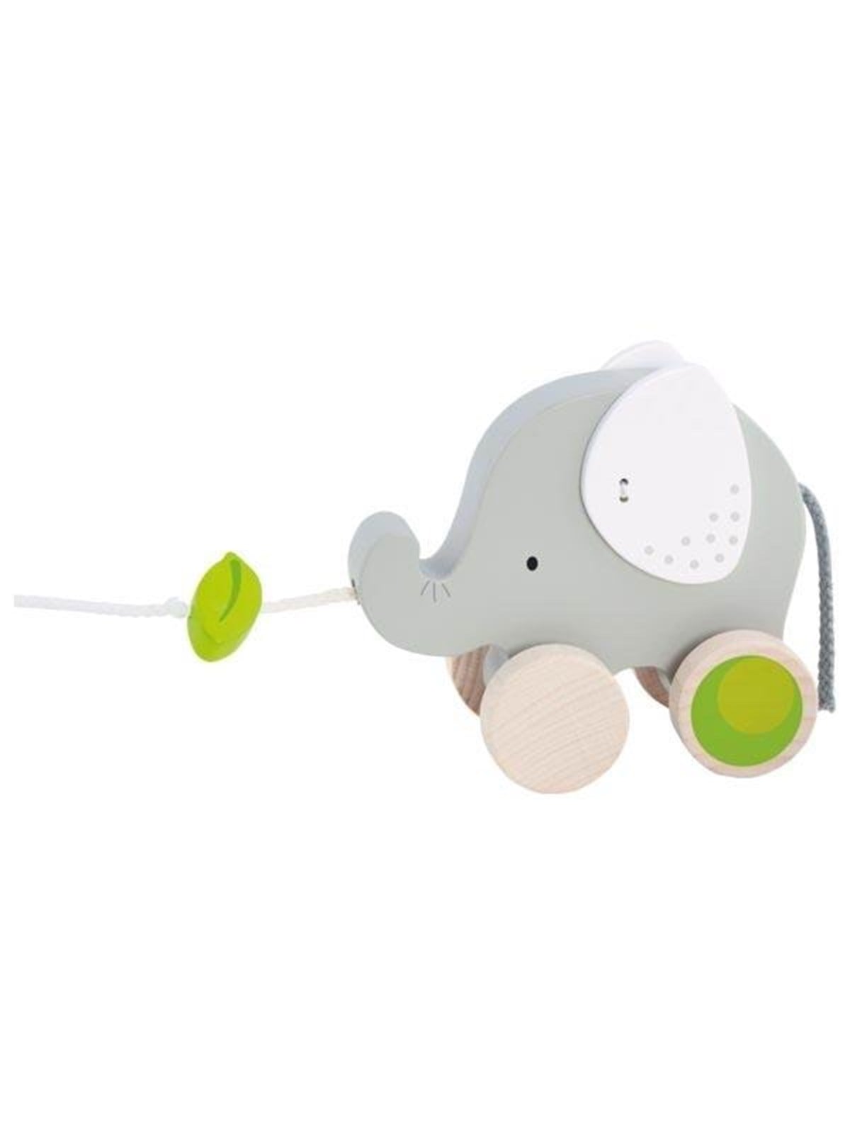 Goki Wooden Pull Animal Elephant with Leaf
