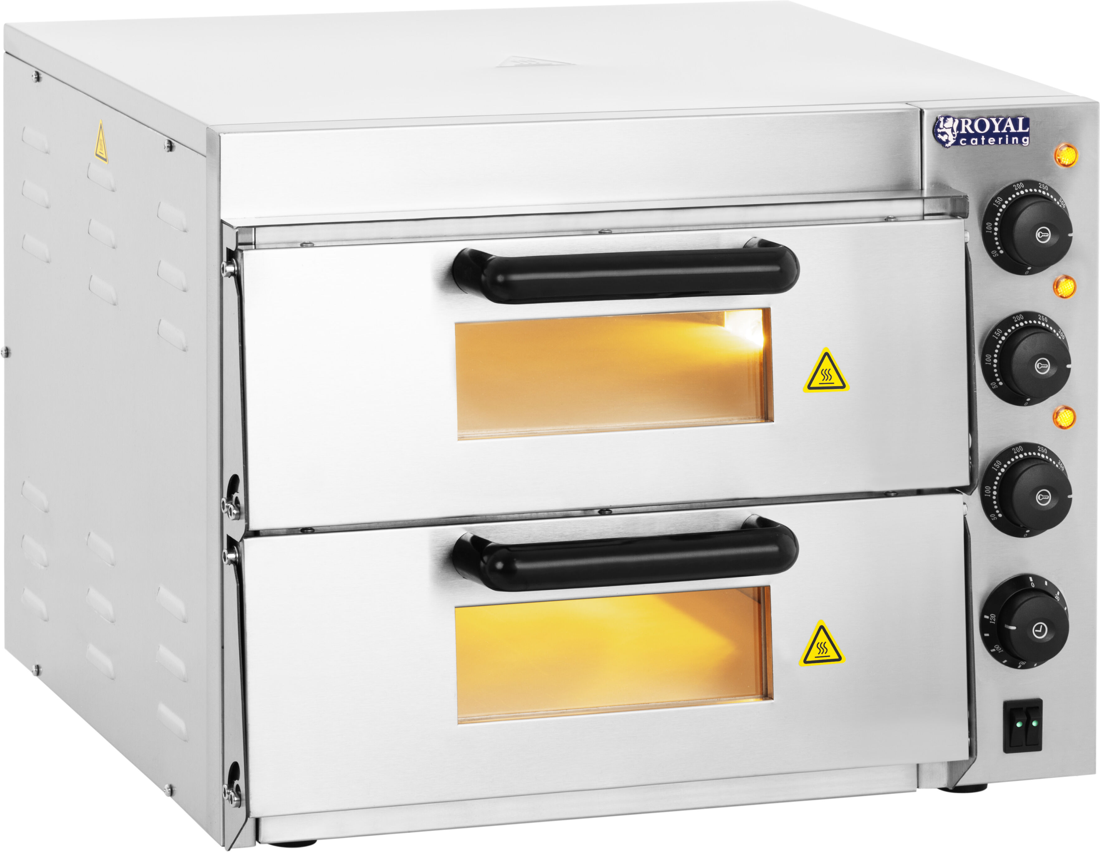 Elektro-Pizzaofen - 1+1 x 40 cm - 2 Kammern - 3000 W - 230 V - manuell - Royal Catering