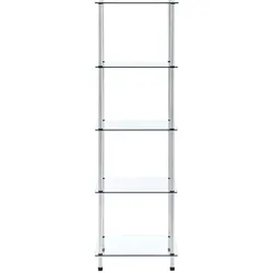 vidaXL Regal mit 5 Ablagen Transparent 40x40x130 cm Hartglas