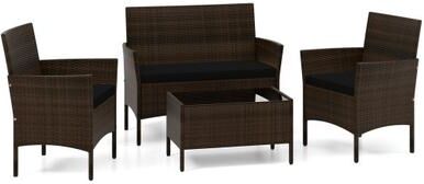 Costway 4 Piece Patio Rattan Conversation Set with Cozy Seat Cushions-Black
