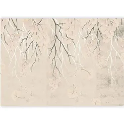 Artgeist, Tapete, Fototapete - Abstract falling leaves - subtle nature motif with branches (140 x 200 cm)