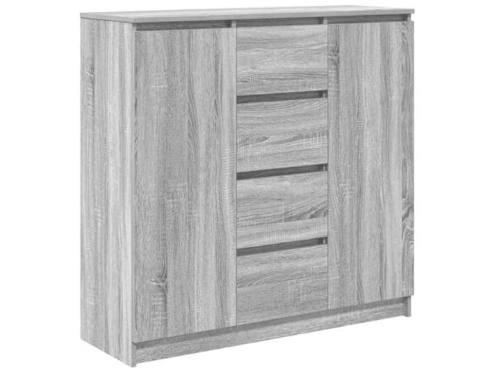HKTMGDNG Sideboard Kommode mit 4 Schubladen Grau Sonoma 100,5x35x98,5 cm Viel Stauraum für Wohnzimmer und Essbereich: Robuster Schrank mit Drehtüren sowie Auszügen für geordnete Unterbringung.