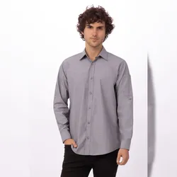 Chef Works® CHAMBRAY Herrenhemd Urban Collection Artikel SLMCH005 Grau Größe 3XL