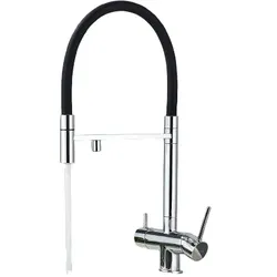 KLARWERK® Lana | Flex 3-Wege Armatur Edelstahl Chrom glänzend | Trinkwasser Wasserhahn Küche | Osmose Sprudel Mischbatterie U-Auslauf 3 Anschlüsse