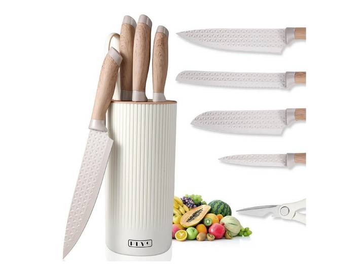 LuxusKollektion Messer-Set Messerset 6-teilig Khaki mit Block