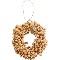 IB Laursen Kranz mit Holzperlen Stillenat handgefertigt, Ø 10 cm, Innen Ø 4 cm, natur