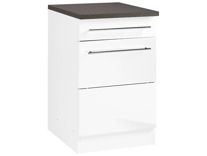 Unterschrank KOCHSTATION KS-Trient , weiss (weiß hochglanz), B:50cm H:85cm T:60cm, Schränke, Unterschrank, 50 cm breit