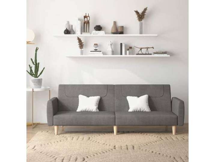 HEFZGDB Schlafsofa 2-Sitzer Dunkelgrau Stoff Bettcouch Gästebett Sofabett Wohnzimmer Sitzmöbel Klappfunktion Komfort Sitzgelegenheit Schlaffunktion Holzrahmen Stabilität