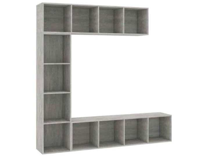 GHVBNMF 3-TLG. TV-Schrank Set mit Bücherregal Betongrau 180x30x180 cm Moderne Wohnwand aus Holzwerkstoff für Ihr Wohnzimmer, 12 Fächer bieten Ordnung für Bücher und Multimedia-Geräte.