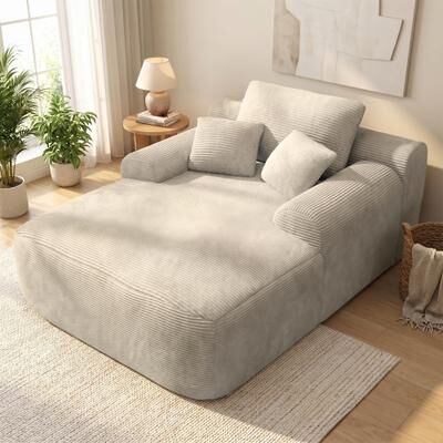 47inch Boneless Convertible Chaise Lounge Chair with Throw Pillows