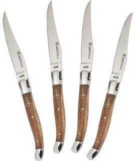 AU NAIN Laguiole Steak Knives with Olive Wood Handles, Set of 4