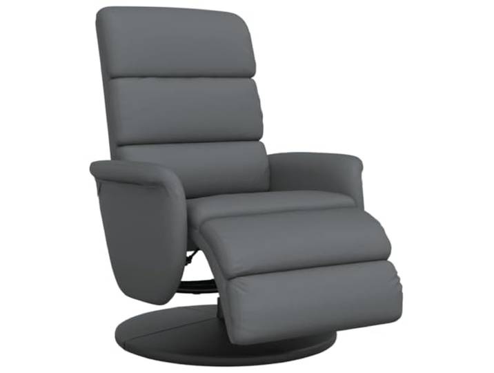 Todiikf Relaxsessel mit Liegefunktion 360 Grad Drehbar Fernsehsessel Grau Ergonomischer Polstersessel fürs Wohnzimmer mit verstellbarer Rückenlehne, integrierter Fußstütze und Kunstlederbezug.