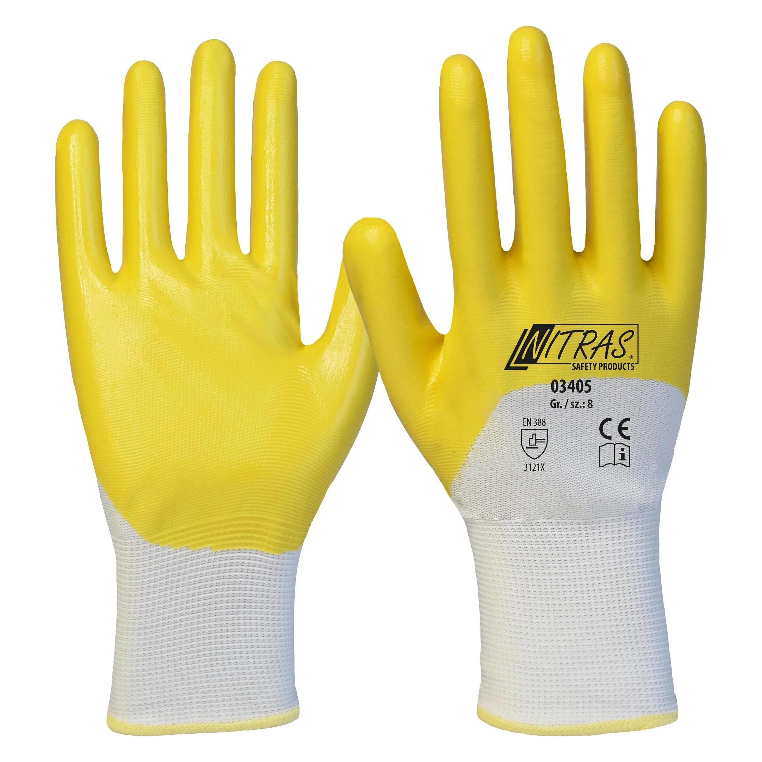 Nitras Handschuhe 03405 Grösse 11 weiss/gelb EN 388 PSA-Kategorie II (11) (03405-11)