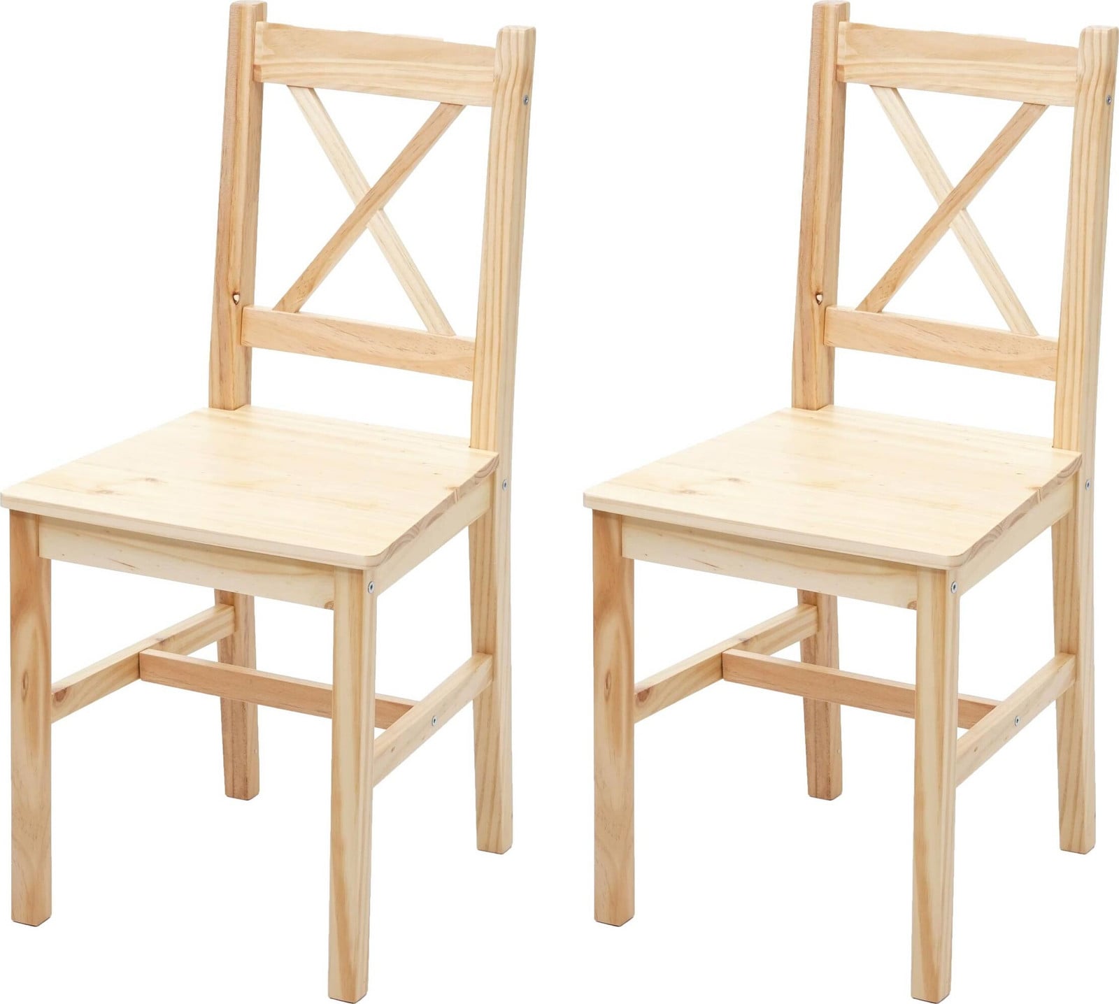 Mendler Set van 2 eetkamerstoelen HWC-F77, massief beukenhout, gelazuurd, landelijke stijl